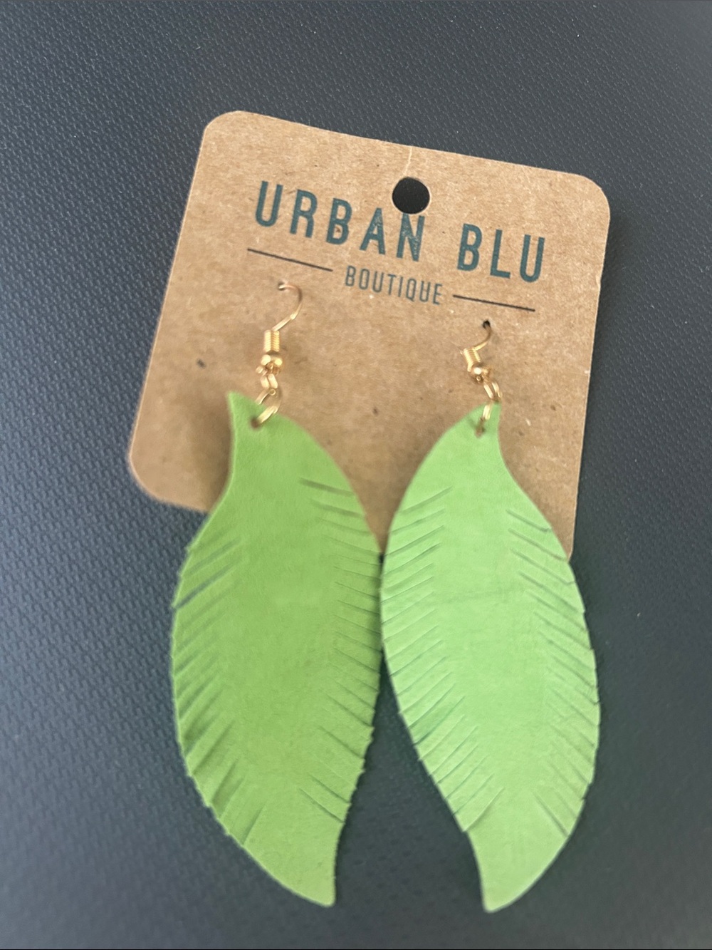 Green Fringe Leaf Earrings